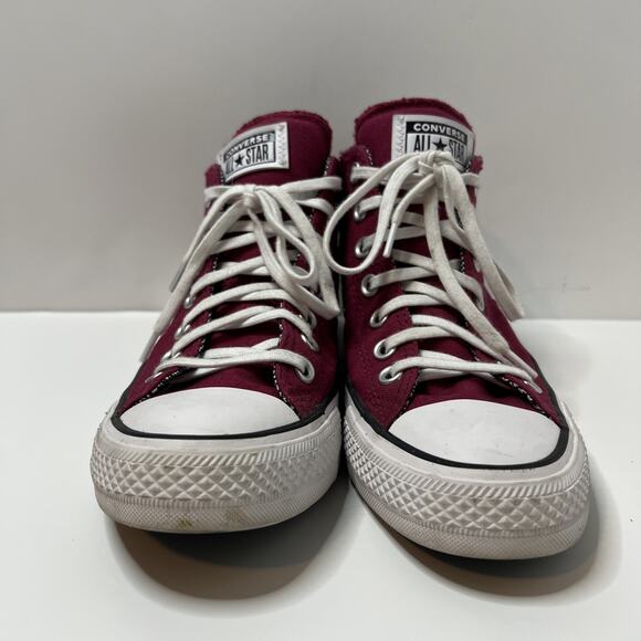 Converse All Star Mid Top Burgundy Cushion Tongue, Bows On Back Womens Size 9 - Picture 3 of 10